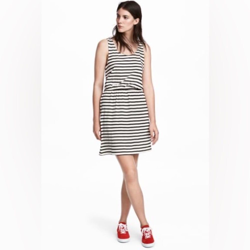 H & M Sleeveless Jersey Dress black/white stripe size XS